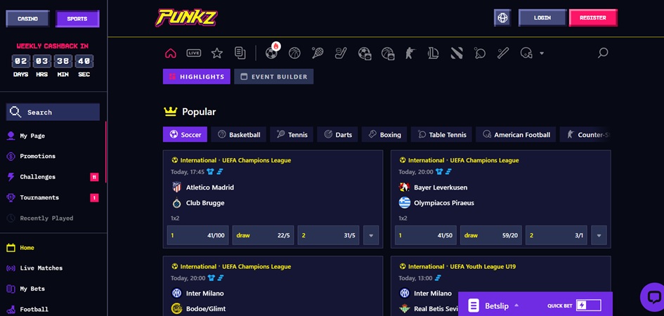 CasinoPunkz Casino sportsbook